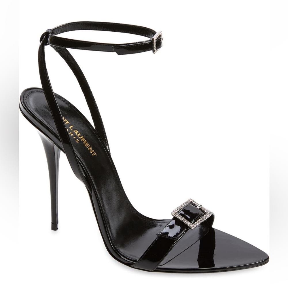 Saint Laurent Claude 110mm buckle heel sandal in patent leather - Picture 5 of 16